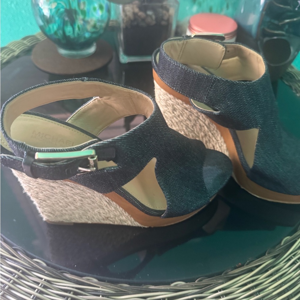 Michael Kors Blue Wedge Sandals